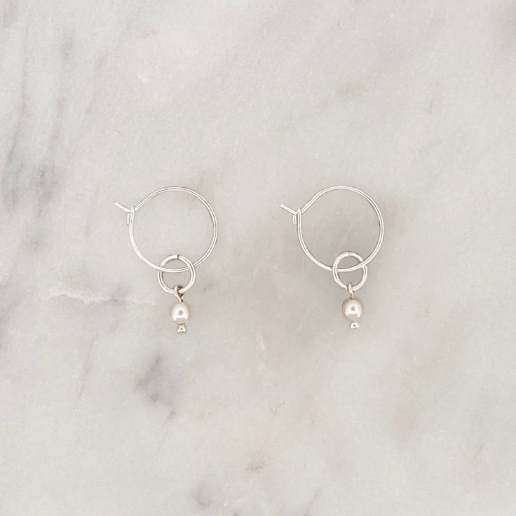 Sample Thin Earring Pearl Set Silverplated - ByNouck Jewelry