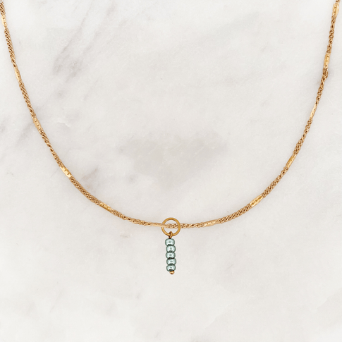 Signet Necklace Glossy Sea Beads - ByNouck Jewelry