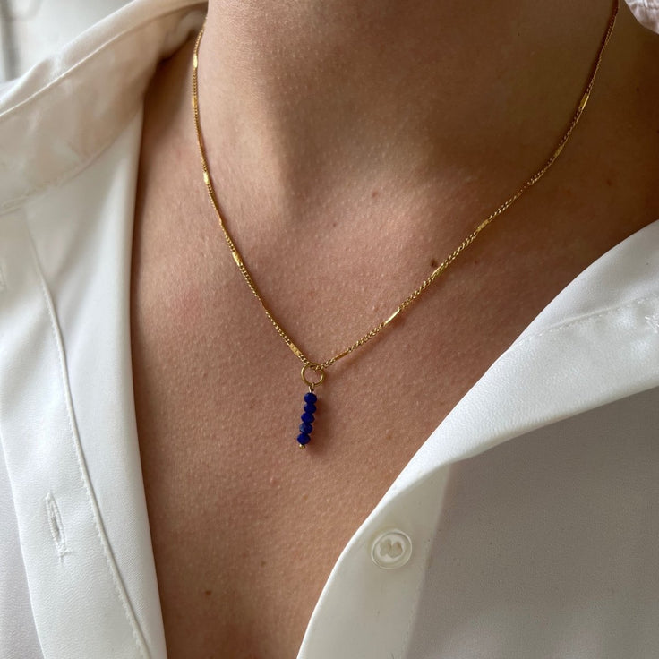 Signet Necklace Midnight Facet Beads - ByNouck Jewelry