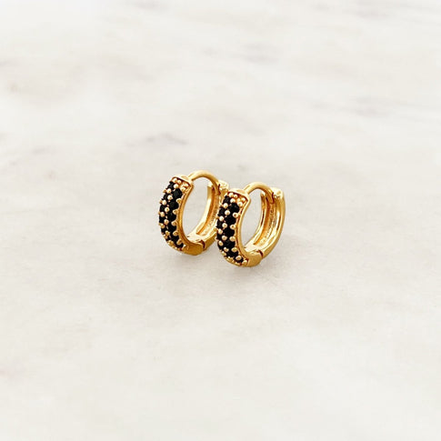 Tiny Hoop Onyx Set - ByNouck Jewelry