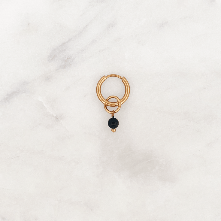 Tiny Huggie Tourmaline Bead - ByNouck Jewelry