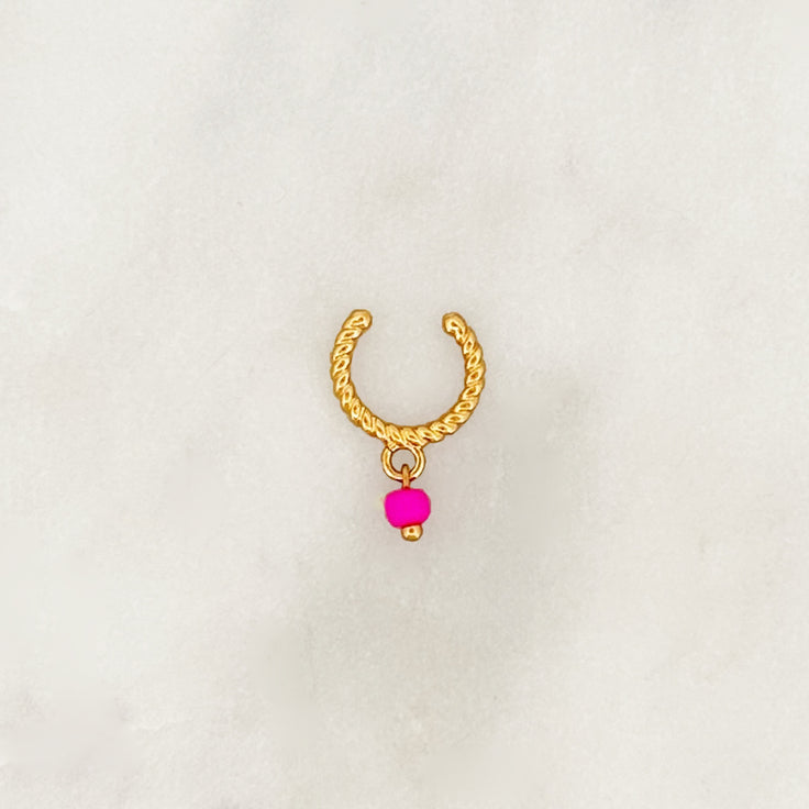 Twisted Ear cuff Hot-Pink Bead