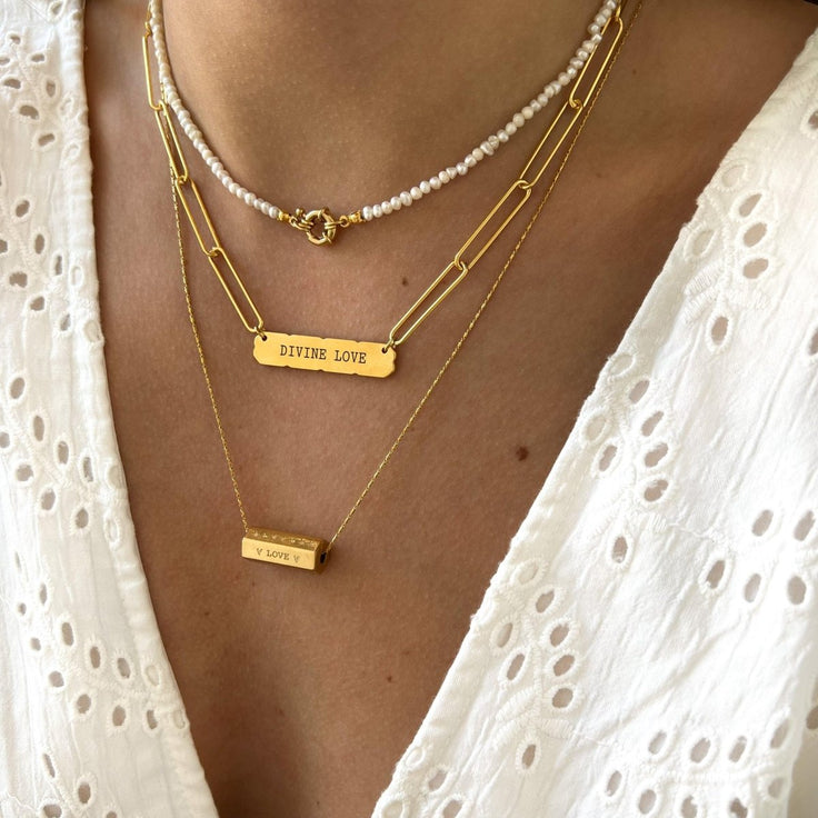 Big Oval Necklace Engrave Bar - ByNouck Jewelry