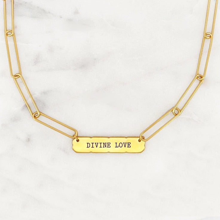 Big Oval Necklace Engrave Bar - ByNouck Jewelry