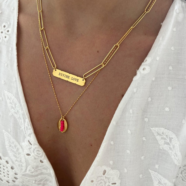 Big Oval Necklace Engrave Bar - ByNouck Jewelry
