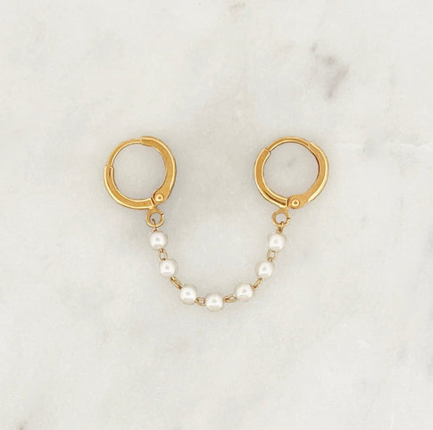 Double Earring Pearl Chain - ByNouck Jewelry