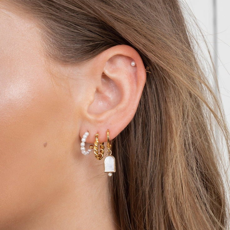 Small Pearl Hoop Set - ByNouck Jewelry